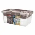 Ящик для хранения Бытпласт Grand Box, универсальный, с замками и вставкой-органайзером, 4,2 л, 290х190х124 мм, коричневый