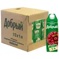 Сок Добрый Яблоко-Черноплодная рябина-Вишня, без сахара, 1 л, 12 шт.