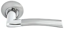 Ручка дверная Morelli MH-06 SN/CP белый никель/хром, ручка для межкомнатных дверей на круглой розетке, фурнитура
