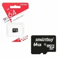 Карта памяти SmartBuy microSDXC 64 ГБ Class 10, V30, UHS-I, R/W 20/17 МБ/с,  RU, 1 шт., черная