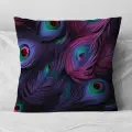 Подушка декоративная Перья Павлина Лиловые 40х40 велюр