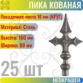 Кованый элемент пика литая 160х90 мм Посадочное место 16 мм Круг - 25 шт