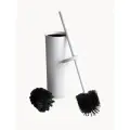 Ершик для унитаза с крышкой напольный с силиконовой щеткой, белый, + стандартная щетка в подарок
