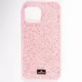 Чехол Swarovski, силикон, для iPhone 15, ударопрочный, защита камеры, розовый