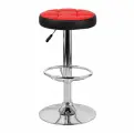 Стул барный орбита, табурет круглый, экокожа красная с черным, опора хром, 1шт