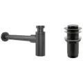 Сифон для раковины Wellsee Drainage System 182105002 в наборе 2 в 1: металлический сифон и донный клапан с переливом в цвете матовый черный