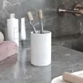 Стакан для ванной Astrid Slim 7х7х11, стакан для зубных щёток, бетон, белый матовый