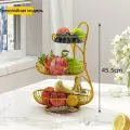 Фруктовница Элегантная Русская Классика, чугун, трехъярусная, диаметр 30,5 см, золотистая