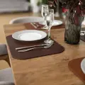 Набор из 2х кожаных сервировочных двухсторонних салфеток, плейсмейтов Plas Dark Caramel by J.Audmorr, набор подставок под горячие тарелки из натуральной кожи двухцветная,