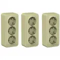 Розетка Schneider Electric Blanca тройная BLNRA010317 открытая установка бежевая с заземлением IP20 (3 шт.)
