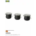 Банка с крышкой IKEA KORKEN, 3 шт, прозрачная крышка/черный,130мл