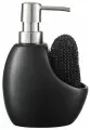 Диспенсер с губкой для жидкого мыла/ Дозатор для мыла и моющего средства в ванную комнату, на кухню Lystad, 460 мл, черный