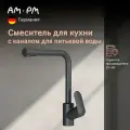 Смеситель AM.PM Chic, для кухни, с фильтром, гибкий излив, черный