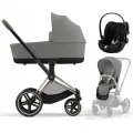 Коляска 3 в 1 Cybex Priam IV Rosegold и автокресло Cloud G i-Size Moon Black Mirage Grey