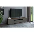 Тумба под телевизор напольная подвесная Нью-Йорк, 180х36.6х38 см, 3 ящика, Дуб Кастелло Бренди/Оникс серый глянец исп. 4