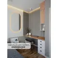 Зеркало для ванной интерьерное Mirror room 4585 с LED подсветкой 3000 K (теплый свет) и сенсорным управлением овальное парящее размер 45 х 85 см.
