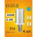 4 шт. Лампа Экола кукуруза E14, Ecola LED светодиодная 9,5W 4000K естественно-белый свет, 220V
