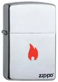 Оригинальная бензиновая зажигалка ZIPPO Flame, с покрытием Brushed Chrome, латунь/сталь, серебристая, матовая, 38x13x57 мм