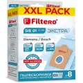 Filtero Мешки-пылесборники Filtero SIE 01 XXL Pack Экстра, для пылесосов Bosch, Siemens, синтетические, 8 штук+ фильтр, пылесборник, 4.7 л, голубой, 9 шт.