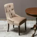 Стул мягкий ASHLEY со спинкой на деревянных ножках для кухни столовой гостиной кафе ресторана обеденный массив дерева велюр бежевый