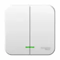 8 шт. Systeme Electric Blanca наружный Белый Выключатель 2-клавишный с подсветкой 10А, 250B, изолир. пластина, BLNVA105111