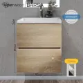 Тумба с раковиной Uperwood для ванной подвесная Barsa 50х45х57 см, белая/дуб сонома, раковина белая