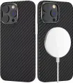 Чехол композитный (кевлар) противоударный с магнитом для MagSafe Memumi Kevlar Series Metal Ring MagSafe iPhone 14 Pro Max (6.7) черный