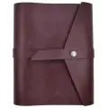 Ежедневник недатированный кожаный на кольцах А5. Бордовый (винный). С застежкой на кнопку