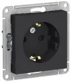 Розетка 2P+E, шторки 16А, карбон ATLAS DESIGN / шнайдер элекрик/ с заземлением (комплект 4 шт)