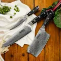 NIHONTO Набор японских кухонных ножей. 3 кухонных ножа в наборе. Дамасская сталь 67 слоев.