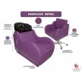 Парикмахерский комплект Retro с черной раковиной и кресло пятилучье в фиолетовом цвете