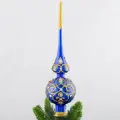 Елочная верхушка Вензель 28 см синяя, стекло