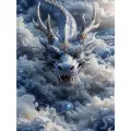 Алмазная мозаика на подрамнике 40x50 см. BoomBoomShop. Голубой дракон