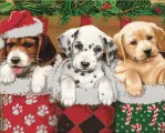 Алмазная мозаика картина Новогодние щенки 35*43,5см