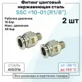 Фитинг прямой SSC 10мм - R1/8 нержавеющая сталь AISI316, цанговый, Пневмофитинг NBPT, Набор 2шт