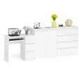 Комод-тумба СВК Мори МК11600 4 ящика и дверки со столом МС-6 тумба справа белый