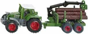 SIKU Трактор Fendt с лесным прицепом, металл/пластик, зеленый, вкл. 6 стволов, многофункциональный
