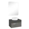 Мебель для ванной Вудлайн 65, темно-серый/серый, раковина Sole, зеркало 60х80