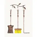 Каминный набор кованый Росток мини цвет: медный/щетка, кочерга, совок/вешалка-крепление для аксессуаров