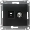 Розетка телевизионная/ компьютерная Systeme Electric Glossa встраиваемая антрацит TV/ RJ45 GSL000789