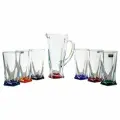 Набор для сока/воды Crystalite Bohemia Квадроассорти 7 предметов кувшин 1100 мл.+ 6 стаканов 350 мл.)