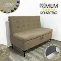 Диван маленький модульный в стиле лофт для дома на кухню, в гостиную, балкон коридор и для прихожей Сканди / Мини диванчик домашний офисный, бежевый велюр, 120х59х85 см с ящиком для хранения