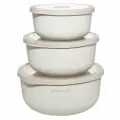 Миска, 0,65/1,2/2 л, 3 шт, пластик/силикон, бежевая, Galori