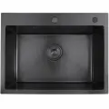 Мойка для кухни из нержавеющей стали HANSEN 58х48 с дозатором, цвет графит