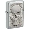 Зажигалка ZIPPO Skull Design с покрытием Brushed Chrome, латунь/сталь, серебристая, 38x13x57 мм