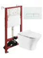 Унитаз Orange CI02-100W+APB288 подвесной безободковый белый с инсталляцией, микролифт, кнопка смыва белая