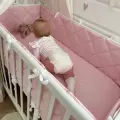 Бортики в кроватку для новорождённых, бэби розовый, 100% хлопок, 60х30 см - 2 шт, 120х30 см - 2 шт, MamiBro