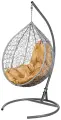 Кресло подвесное Tropica, серое, со стойкой, бежевая подушка (чехол в подарок)