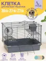 Клетка для грызунов PetTails морти складная, шаг прута до 13,5мм, 38 х 27 х h27 (+ домик, миска, колесо) сер-черн