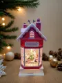 Новогодний фонарь Домик с фигурками, музыкальный, с эффектом метели, 23 см
